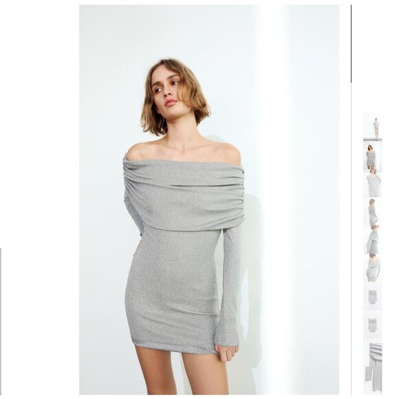 ZARA STRAPLESS METALLIC THREAD DRESS Size M NEW WITH TAG! - Picture 2 of 10